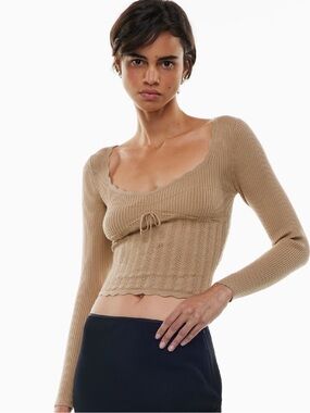 Aritzia Wilfred Soloist Sweater in Gold Camel